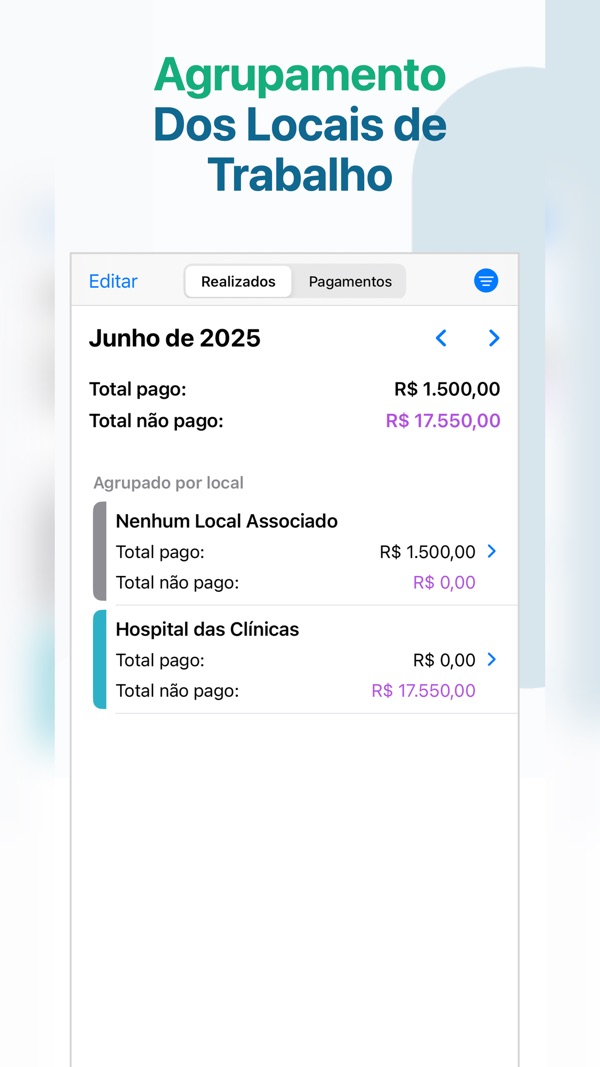 Plantãozinho: plantões agrupados por local de trabalho